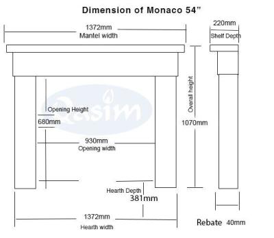 Qasim Monaco Fire Surround Sizes 54